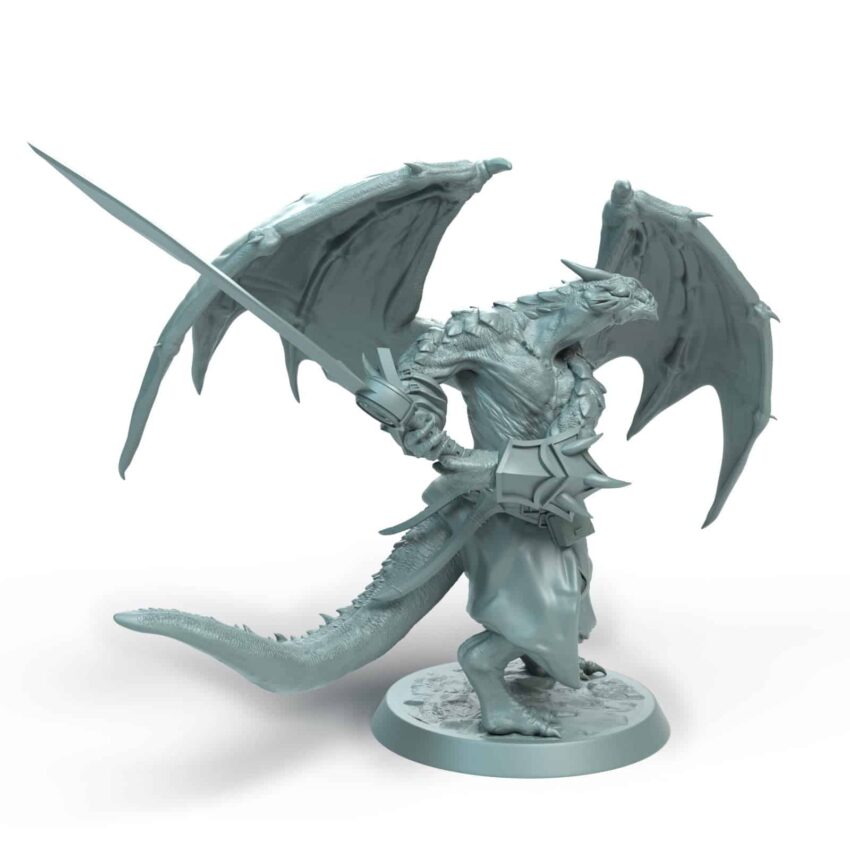 Dragonborn Soldier Attack Tabletop Miniature - Sultan of Scales - RPG - D&D