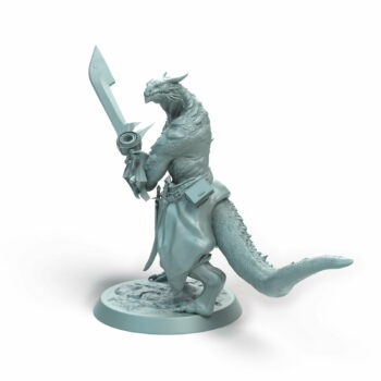 Dragonborn Soldier Parry Wingless Tabletop Miniature - Sultan of Scales - RPG - D&D