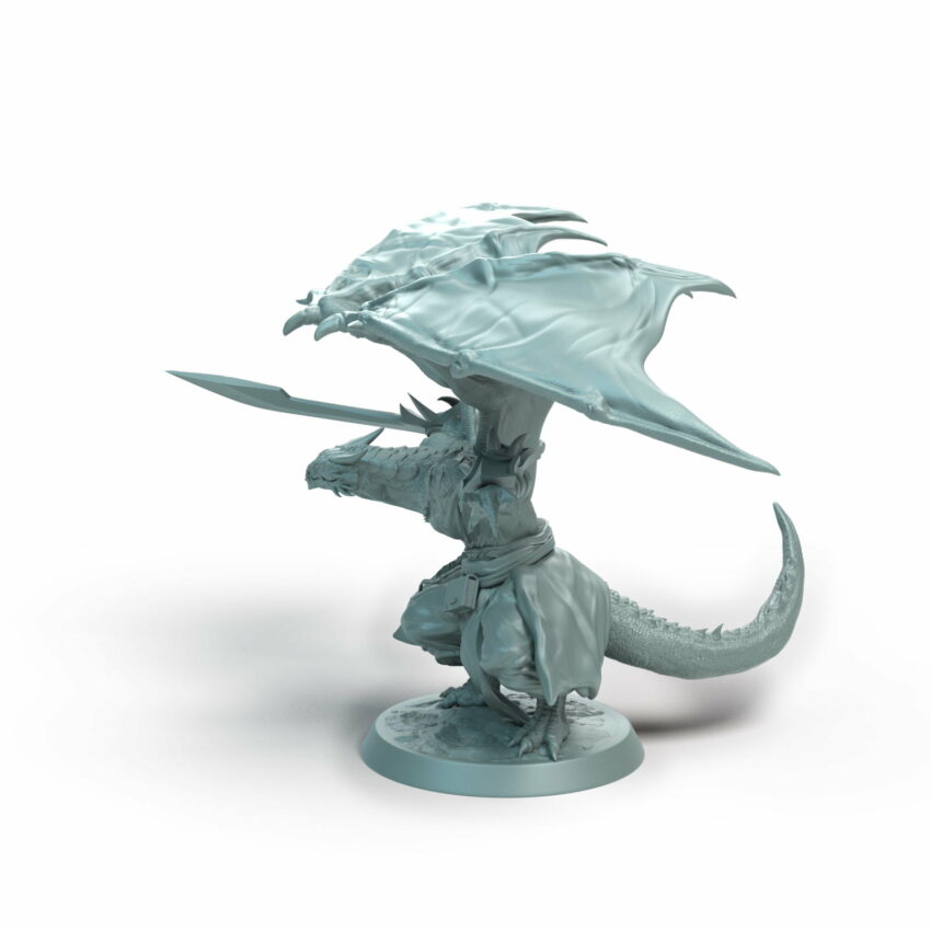 Dragonborn Soldier Perch Tabletop Miniature - Sultan of Scales - RPG - D&D