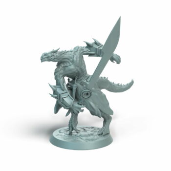 Dragonborn Soldier Protect Wingless Tabletop Miniature - Sultan of Scales - RPG - D&D