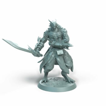 Dragonborn Soldier Wounded Wingless Tabletop Miniature - Sultan of Scales - RPG - D&D