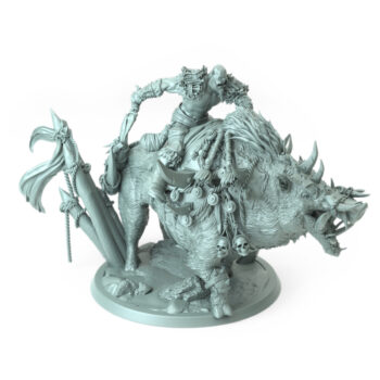Orc Boar Stand Mount Tabletop Miniature - Northern Orcs - RPG - D&D