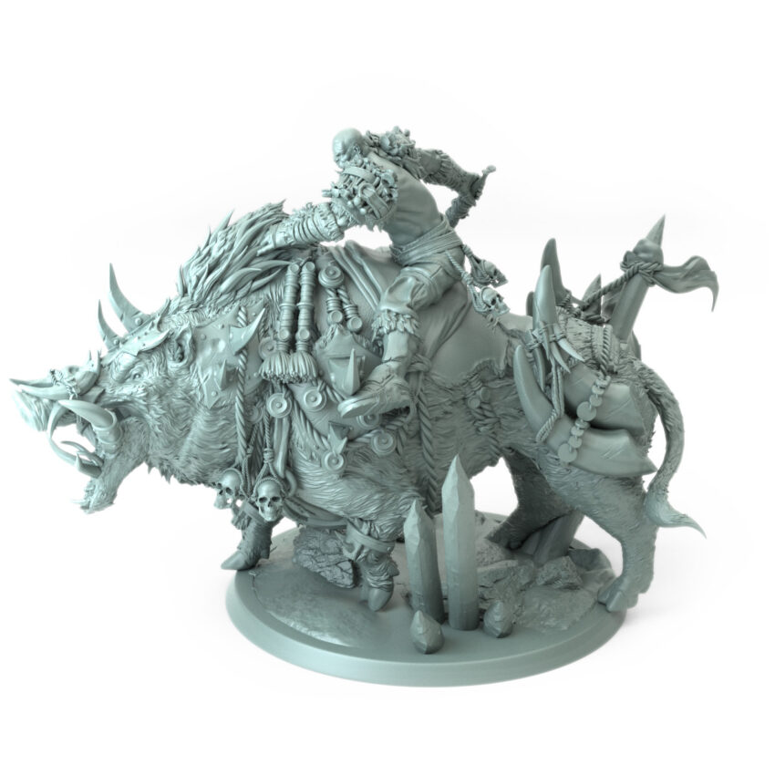 Orc Boar Stand Mount Tabletop Miniature - Northern Orcs - RPG - D&D
