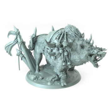 Orc Boar Stand Saddle Tabletop Miniature - Northern Orcs - RPG - D&D