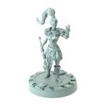 3D-printed Amazon warrior miniature Sparabar B in battle pose