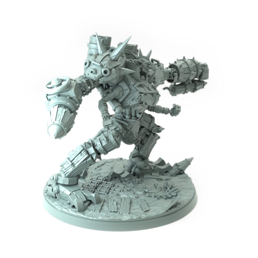 Goblin Meka Pose A Grinning Head goblin fighter meka suit 3D printed miniature