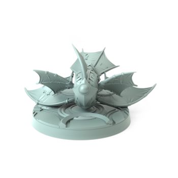 3D-printed mechanical flying miniature with intricate wings and steampunk style