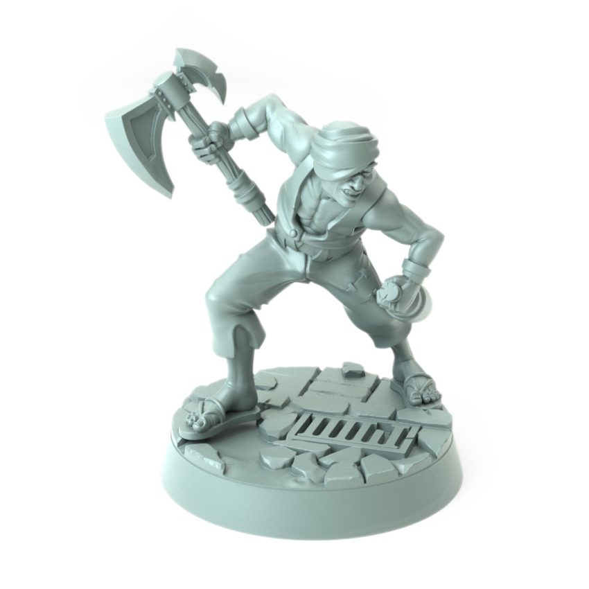 Drunken fighter miniature with axe raised