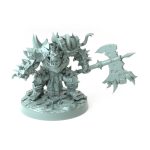 3D printed Spine Rippers D orc warrior with massive battle-worn axe and spiked armor standing on a rugged base from the Iron Skull Orcs theme