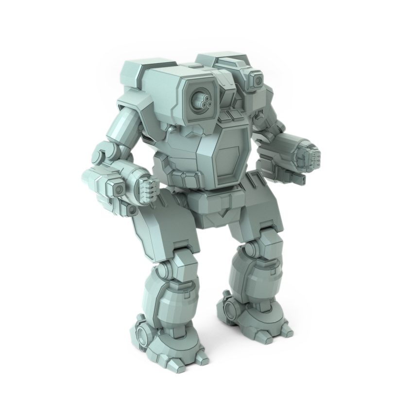 Hunchback IIC Jack-o'-Lantern 3D-printed miniature with dual autocannons and reinforced armor