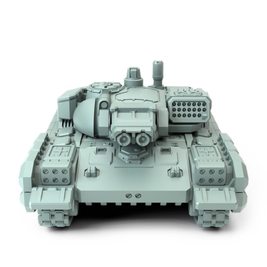Brutus 3D-printed heavy tank miniature with autocannon and missiles