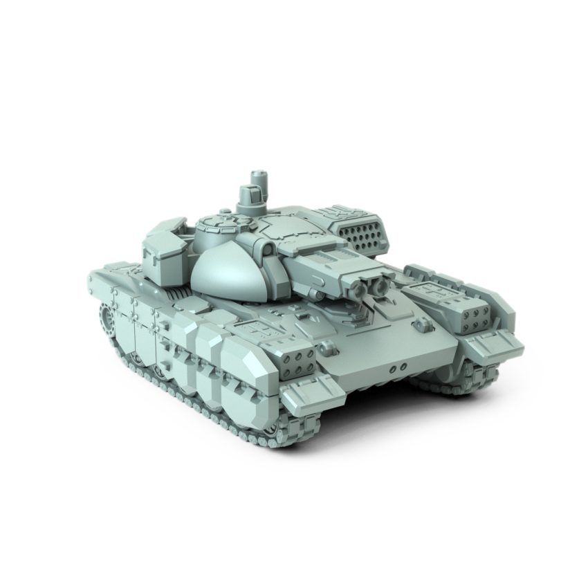 Brutus 3D-printed heavy tank miniature with autocannon and missiles