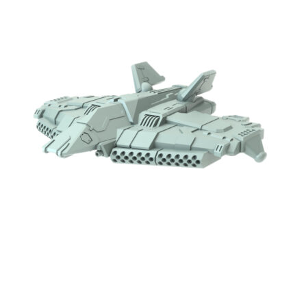 Katenka 3D-printed aerospace miniature with missile pods and energy weapons