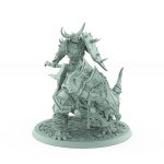 armored human axe warrior on spiked armored beast with skull chains from unchained collection