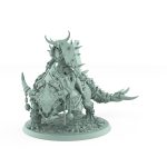 armored human axe warrior on spiked armored beast with skull chains from unchained collection