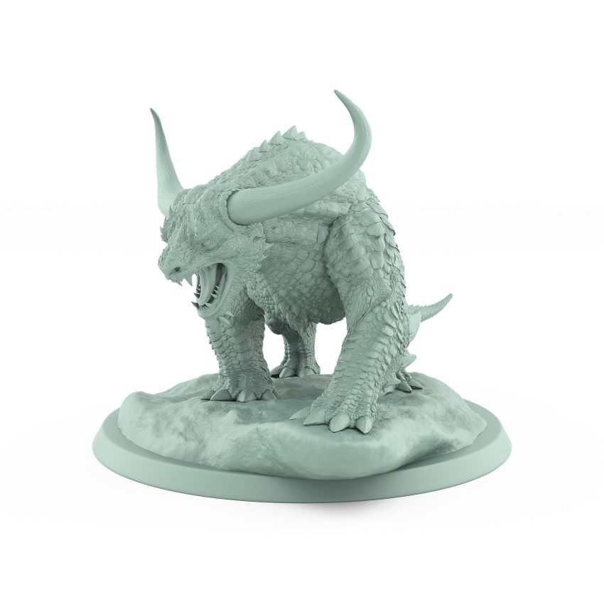 roaring horned fantasy beast unarmored resin miniature from unchained collection