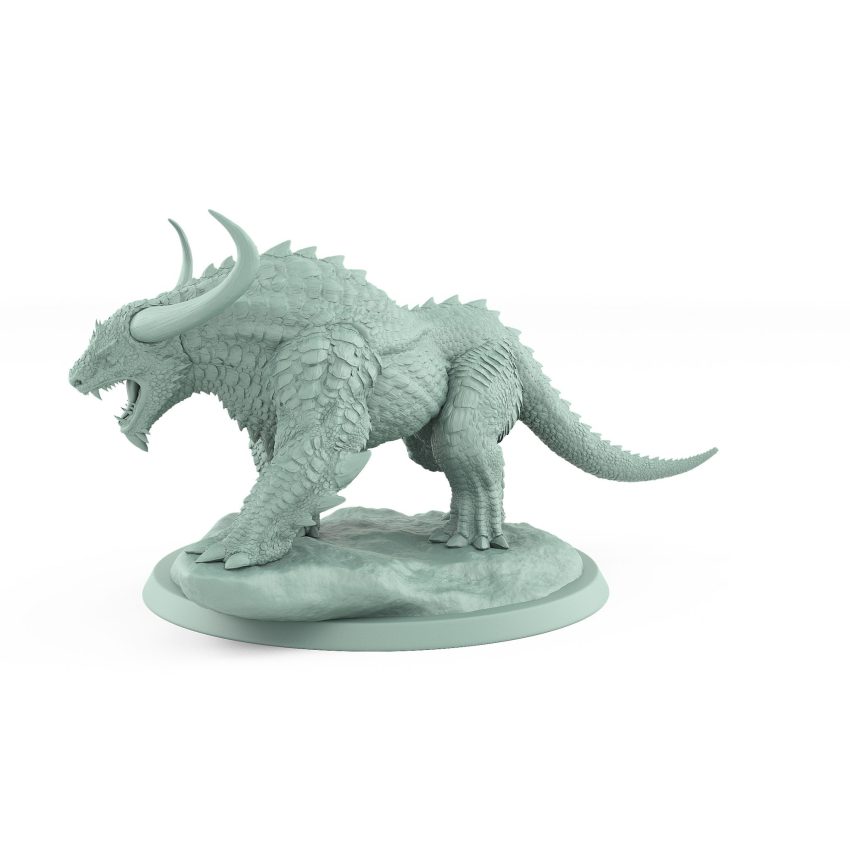 roaring horned fantasy beast unarmored resin miniature from unchained collection