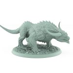 crouched horned reptilian fantasy beast unarmored from unchained collection