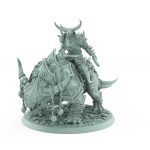 horned human warrior seated on armored mount in idle pose from unchained collection