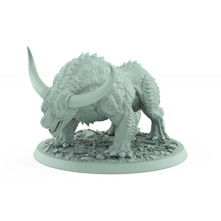 unarmored horned fantasy beast crouched in wild stance from unchained collection