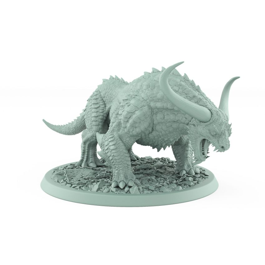 unarmored horned fantasy beast crouched in wild stance from unchained collection
