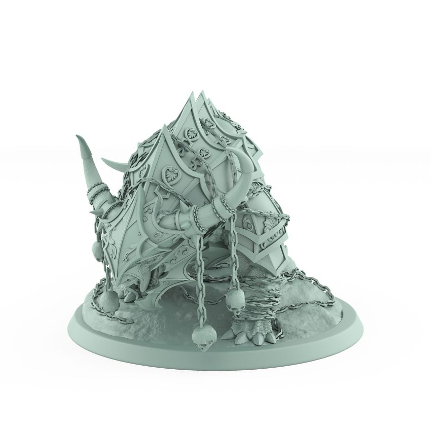 armored fantasy beast with dragging flail chains and skulls from unchained collection