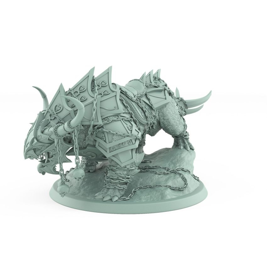 armored fantasy beast with dragging flail chains and skulls from unchained collection