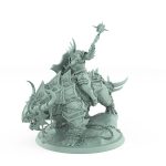 horned human warrior with raised flail on armored chained war beast from unchained collection