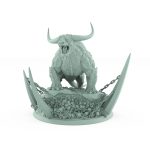 roaring unarmored horned beast on bone-covered scenic base from unchained collection