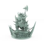 horned human general with polearm on armored beast atop bone-covered scenic base from unchained collection
