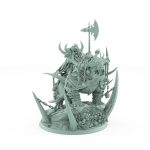horned human general with polearm on armored beast atop bone-covered scenic base from unchained collection