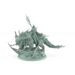 armored human general with polearm riding snarling spiked beast on scenic base from unchained collection