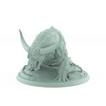 roaring unarmored horned beast mid-stride on rocky chained base from unchained collection