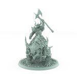 horned human warrior raising axe atop armored snarling beast from unchained collection