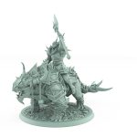 horned human warrior raising axe atop armored snarling beast from unchained collection