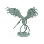 angelic winged celestial paladin flying with holy sword