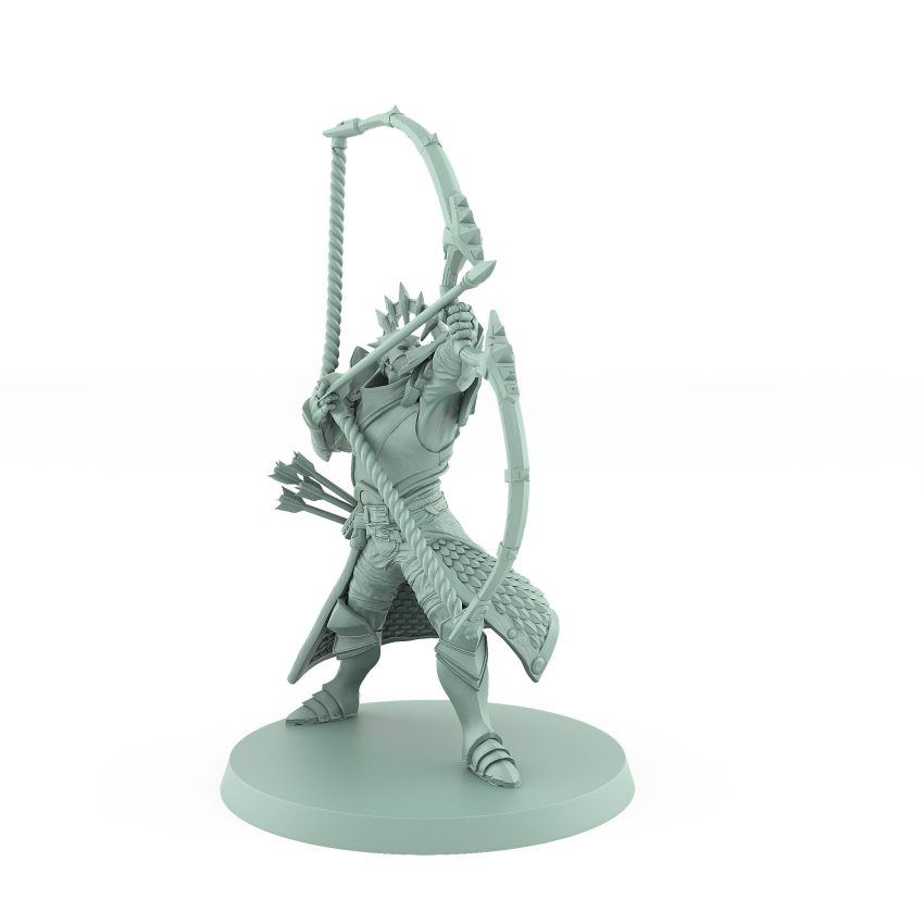 celestial archer miniature aiming divine bow in full draw