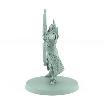 celestial warrior archer loosing an arrow in divine precision