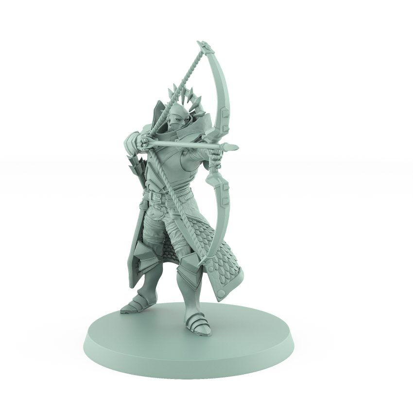 celestial warrior archer loosing an arrow in divine precision