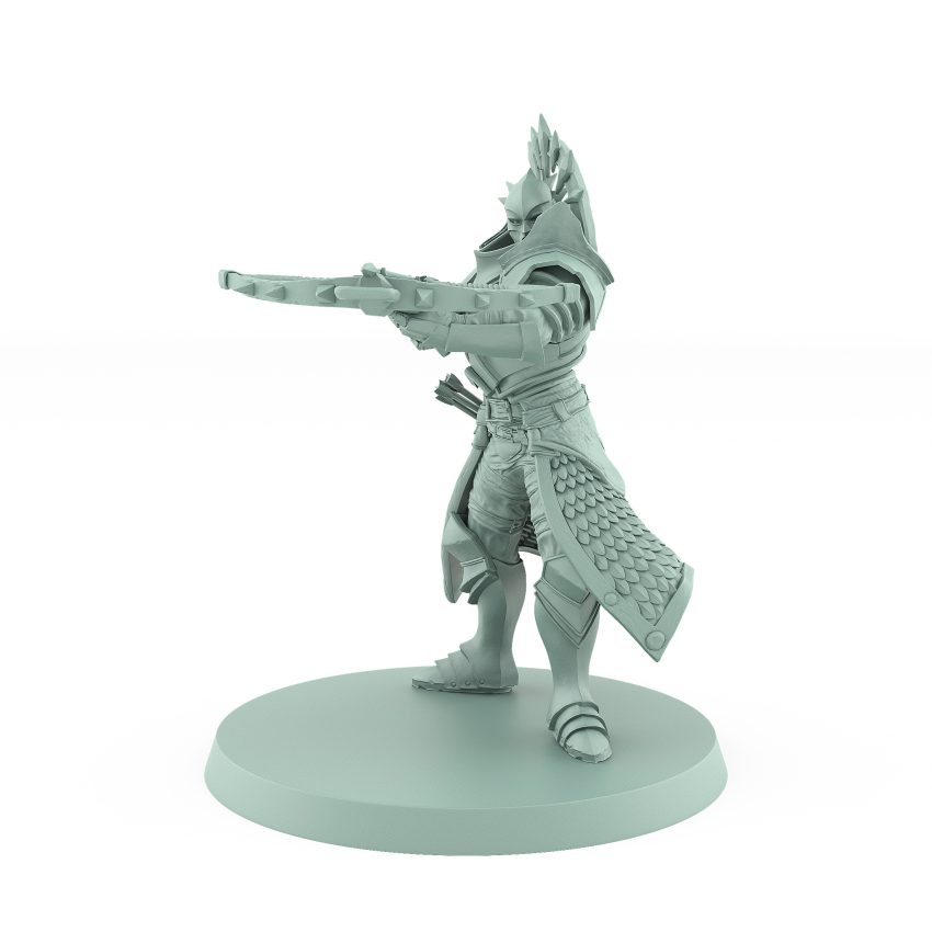 celestial warrior miniature shooting crossbow in action pose