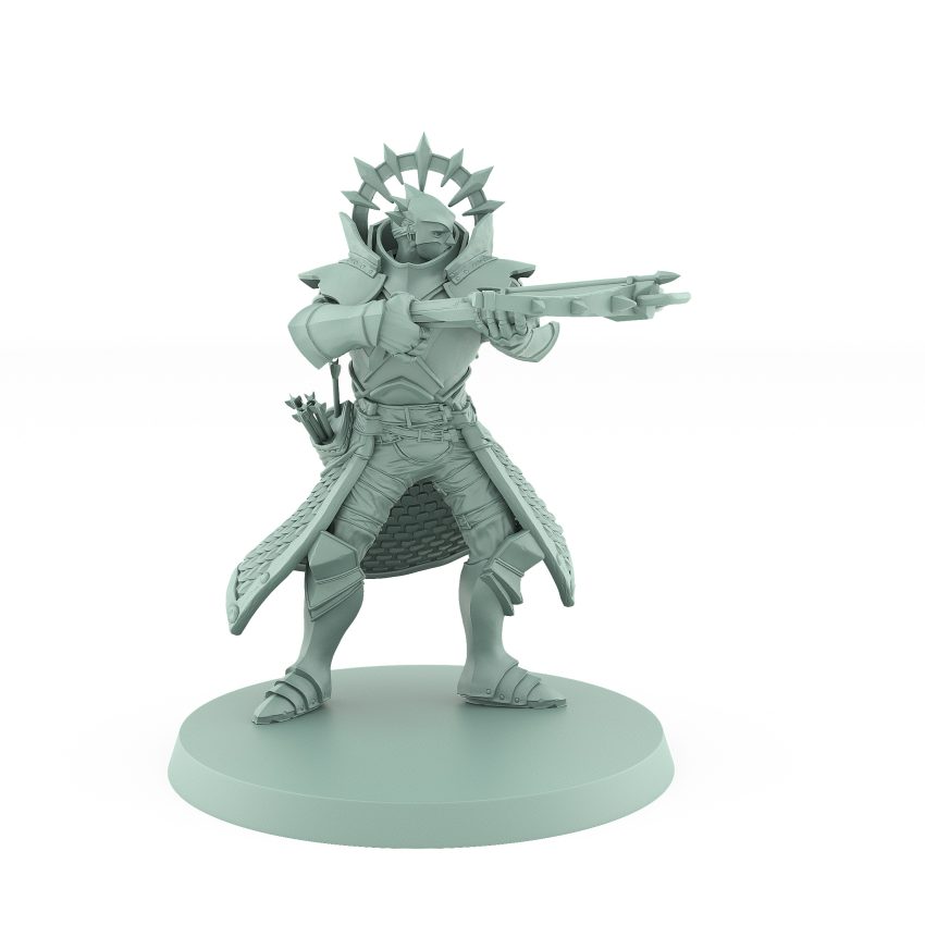 celestial warrior miniature shooting crossbow in action pose