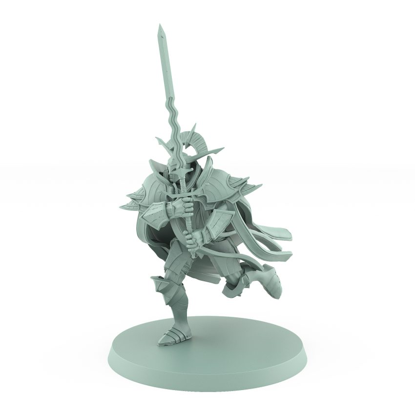 celestial paladin leader charging with great sword