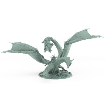 epic dragon mount miniature with coiled wings detailed scales and skull-covered base