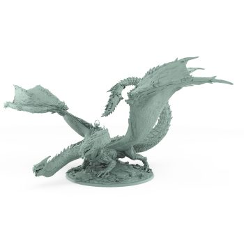 epic dragon mount miniature with coiled wings detailed scales and skull-covered base