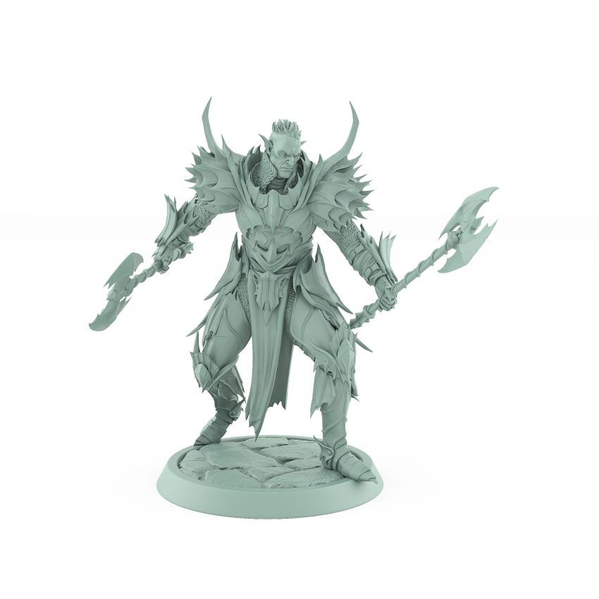 draven evernight vampire charging with axe no helm gothic undead fighter miniature