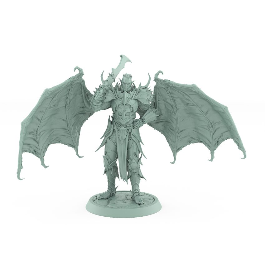 vampire wings miniature lord with greatsword gothic armor and undead elegance