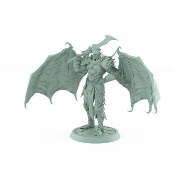 vampire wings miniature lord with greatsword gothic armor and undead elegance