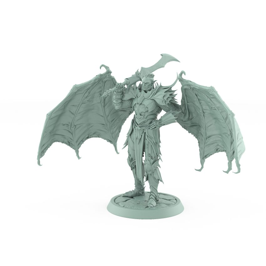 vampire wings miniature lord with greatsword gothic armor and undead elegance