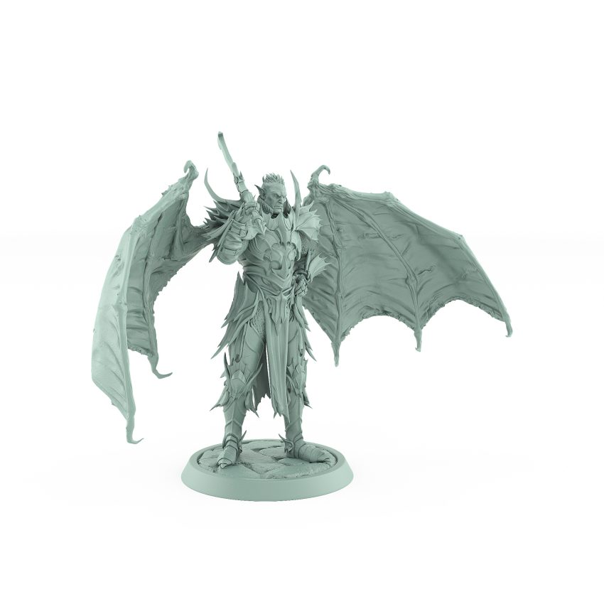 vampire wings miniature lord with greatsword gothic armor and undead elegance