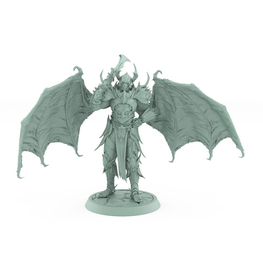 vampire miniature noble with bat wings horned helmet and gothic armor